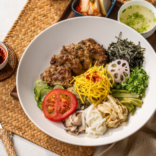 Damyang tteokgalbi patty noodles