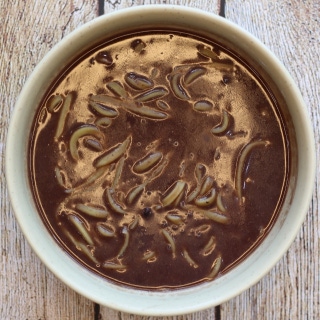 Knife-cut noodles in red bean broth