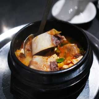 Soybean-paste stew in an earthenware pot