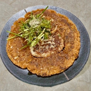 Chicken patties and kimchi pancake