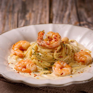 Spicy shrimp cream pasta menu photo
