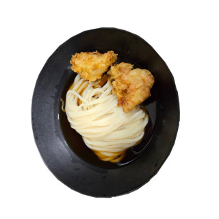 Bukkake udon with chicken tempura