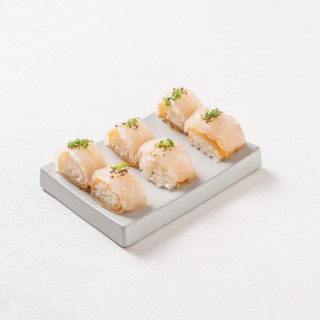Seasonal raw-fish and aged-kimchi rolls