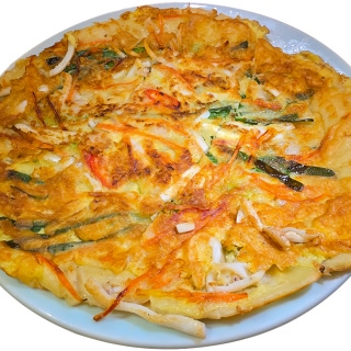 Seafood and scallion pancake