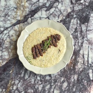 Button Mushroom Steak Cream Risotto