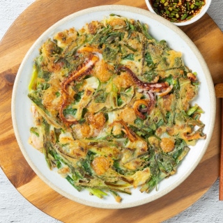 Seafood and scallion pancake