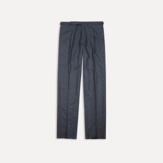 드레익스 Grey Wool Flannel Single Pleat Trouser