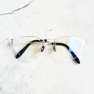 블랙몬스터안경 DB82 C.12 47size 올투명 초경량 10g 가벼운 아넬형 사각 뿔테 안경 남경공용
