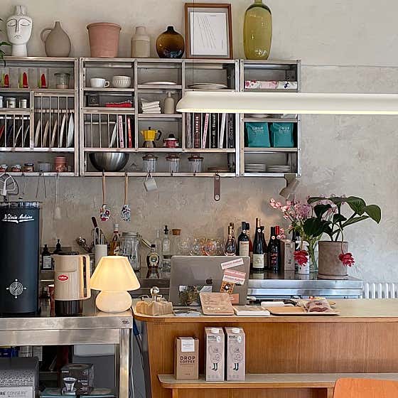 Counter and interior at Always August Roasters