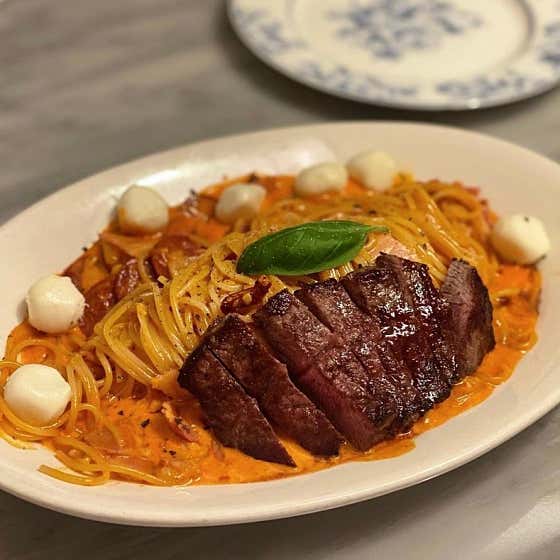 12. 초리조 스테이크 로제 파스타 메뉴 사진(네이버)