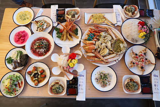 수입 박달대게 코스요리(마가단A급) 메뉴 사진(네이버)