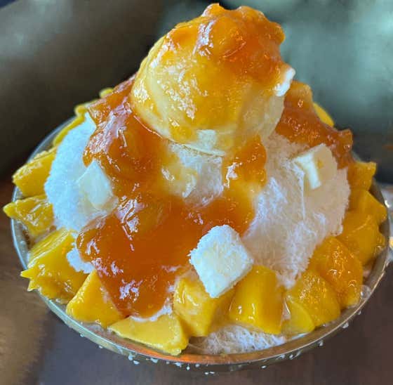눈꽃빙수 애플망고치즈 메뉴 사진(네이버)