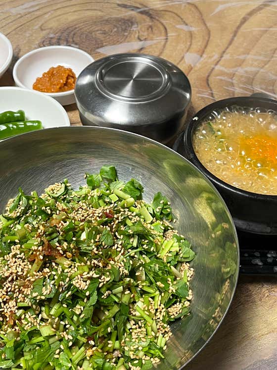 미나리비빔밥(된장찌개포함)고기드신후 메뉴 사진(네이버)