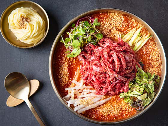 경주 미나리 한우육회물회 메뉴 사진(네이버)