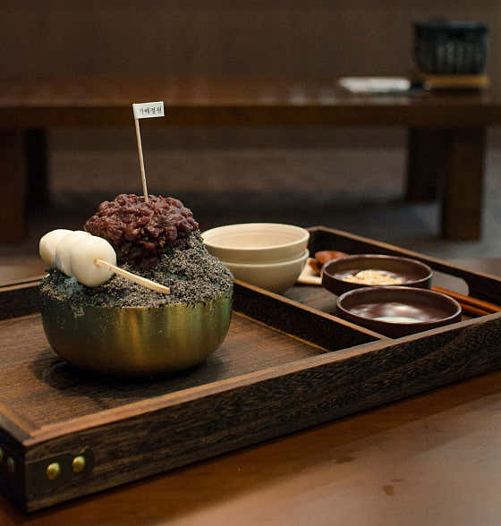 흑임자 팥빙수 메뉴 사진(네이버)