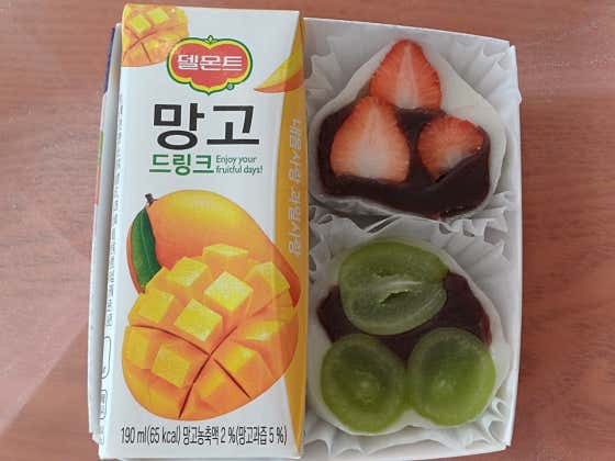 과일모찌도시락 모찌 2개 음료 메뉴 사진(네이버)