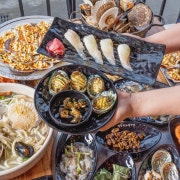 세트2 < > 회+조개구이+새우구이 메뉴 사진(네이버)