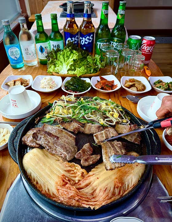 볏짚삼겹살 메뉴 사진(네이버)