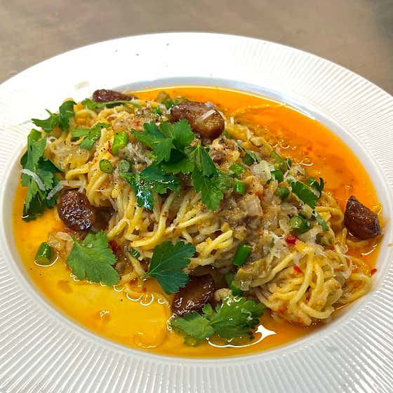 마늘장아찌알리오올리오.생면 스파게티니 메뉴 사진(네이버)