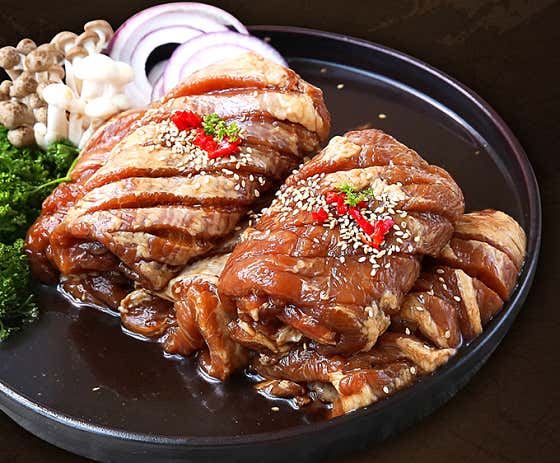 한돈 참숯 초벌 돼지갈비(600g) 메뉴 사진(네이버)