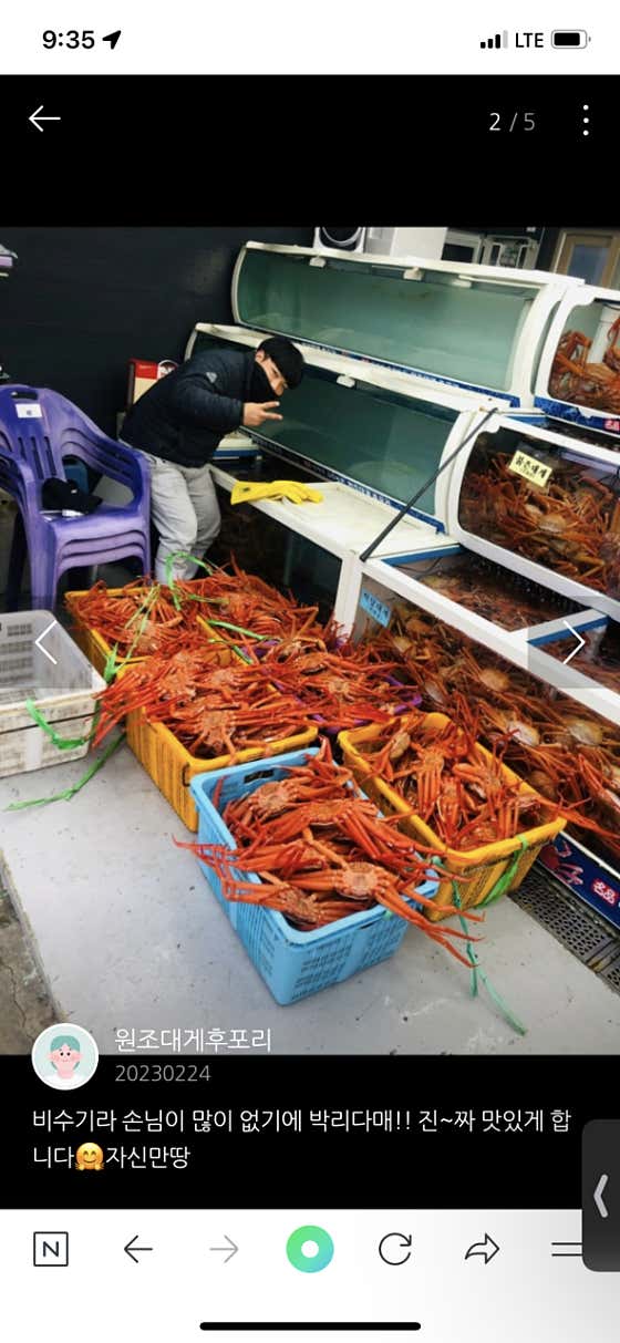 붉은대게 메뉴 사진(네이버)