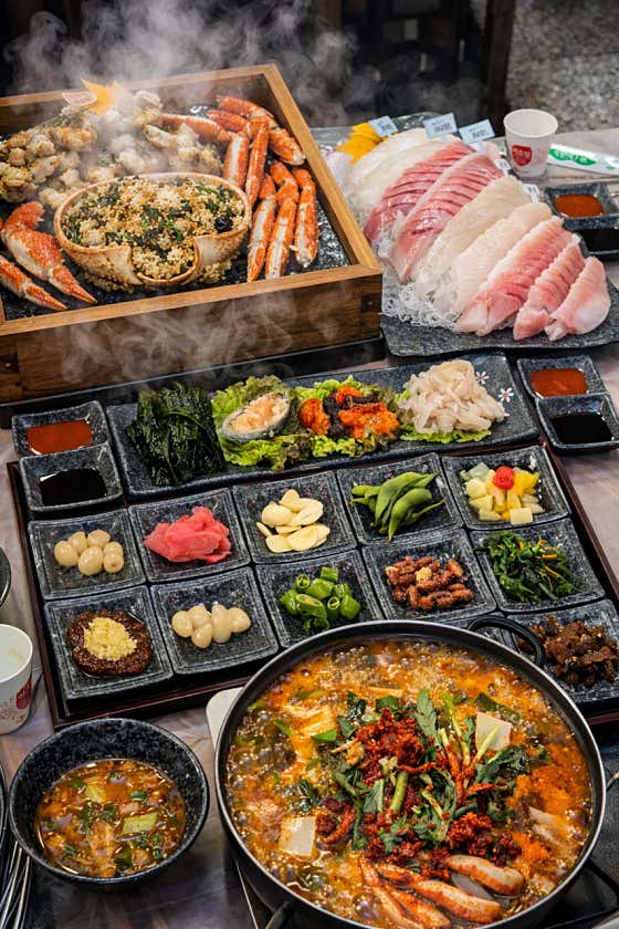 ✅ B세트:대게+모듬회+기본찬(3인) 메뉴 사진(네이버)