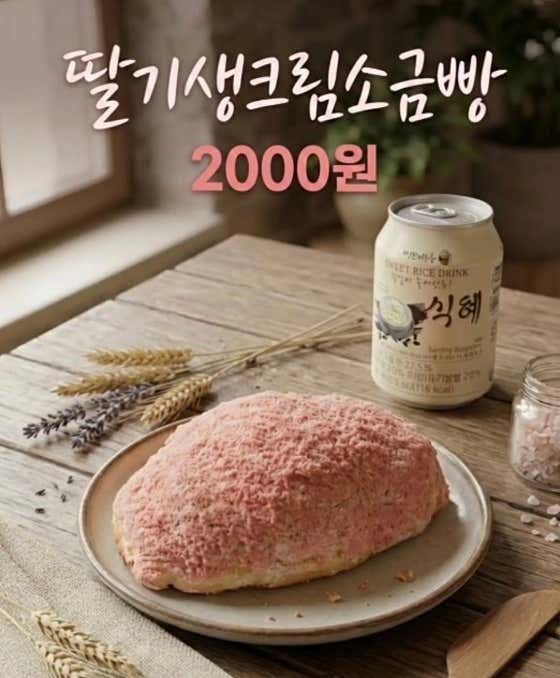 딸기생크림소금빵 메뉴 사진(네이버)