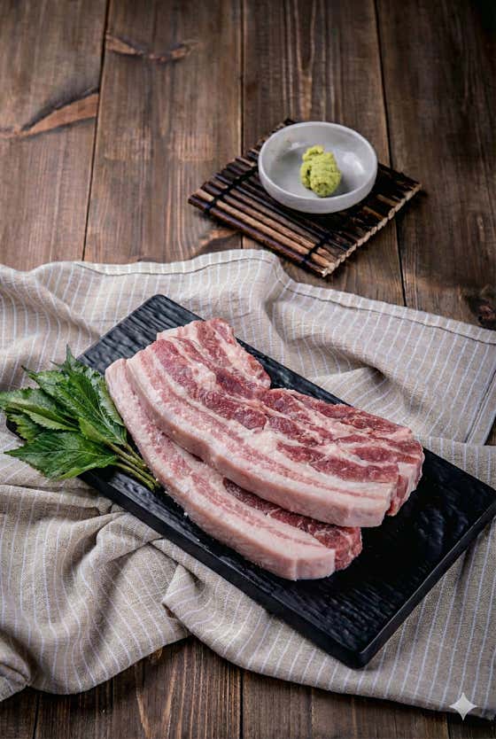 국내산 숙성 통삼겹살 메뉴 사진(네이버)