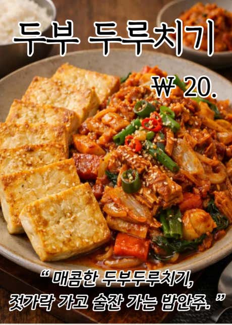 두부 두루치기 (고기김치와 두부) 메뉴 사진(네이버)