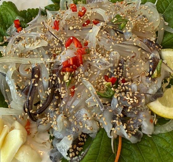 산오징어 회 메뉴 사진(네이버)