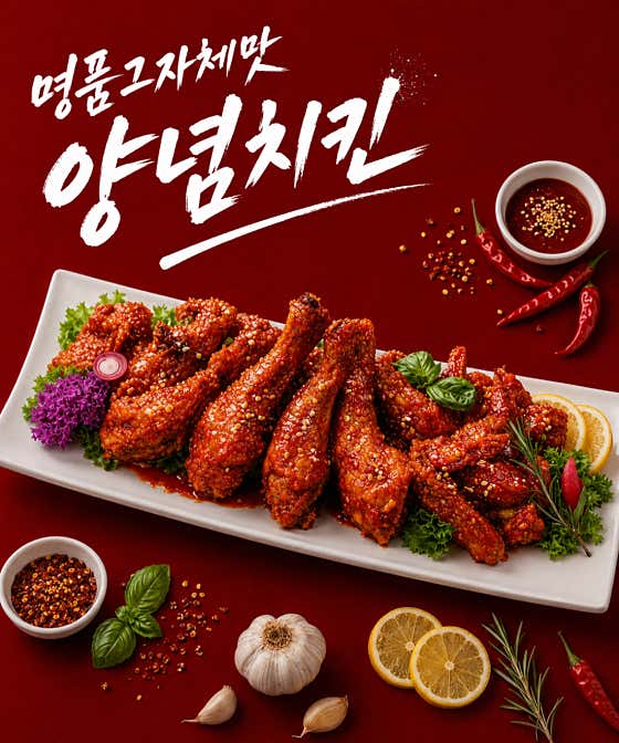명품 그 자체 양념 치킨 메뉴 사진(네이버)