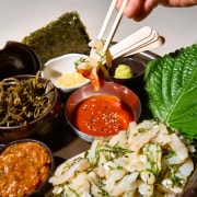 떡광어깻잎막회(2~3人) 메뉴 사진(네이버)