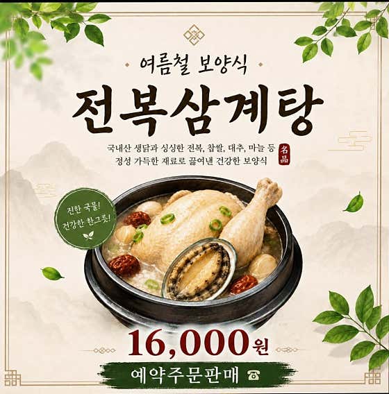 전복 삼계탕 메뉴 사진(네이버)