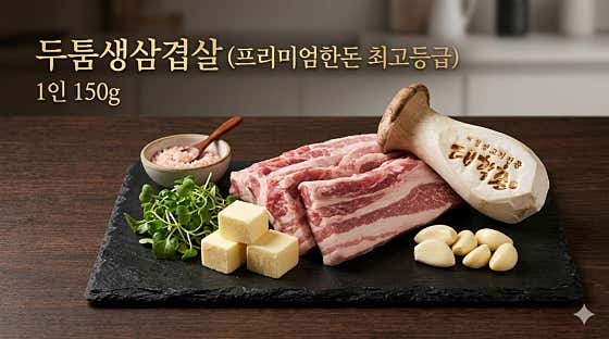 두툼생삼겹살 메뉴 사진(네이버)