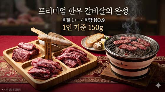 한우갈비살 메뉴 사진(네이버)