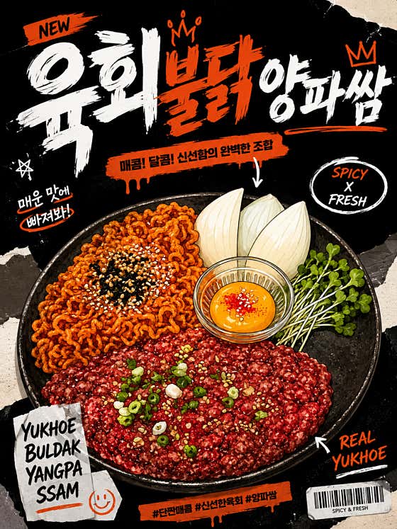 육회 불닭 양파쌈 메뉴 사진(네이버)