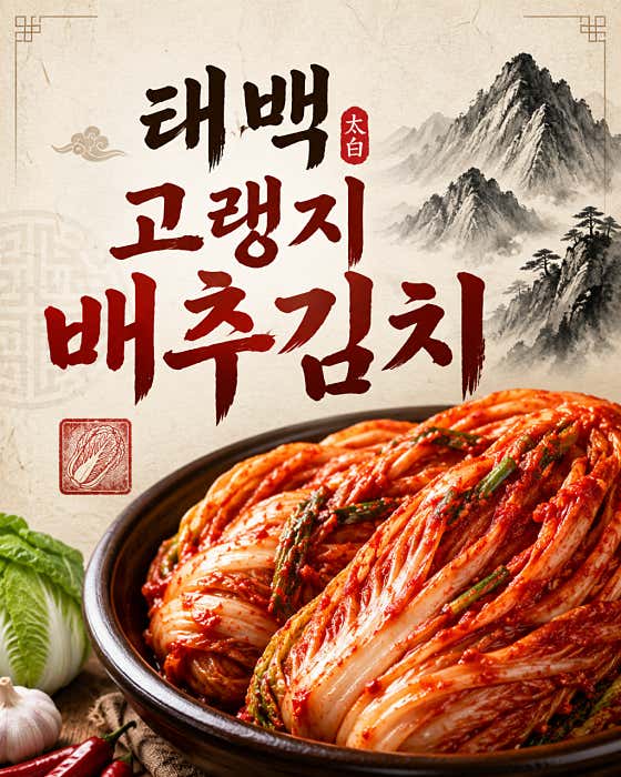 100% 태백식 국산 배추김치 메뉴 사진(네이버)