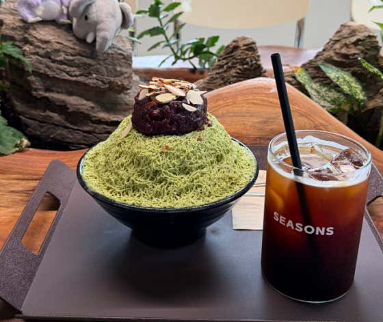 녹차팥팥 실타래빙수 메뉴 사진(네이버)