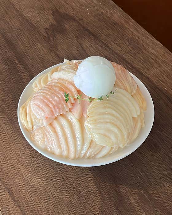 [시즌_한정]복숭아 실타래 빙수 메뉴 사진(네이버)