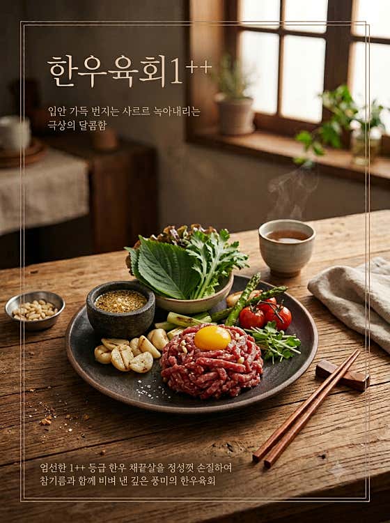 명품 한우 육회 메뉴 사진(네이버)