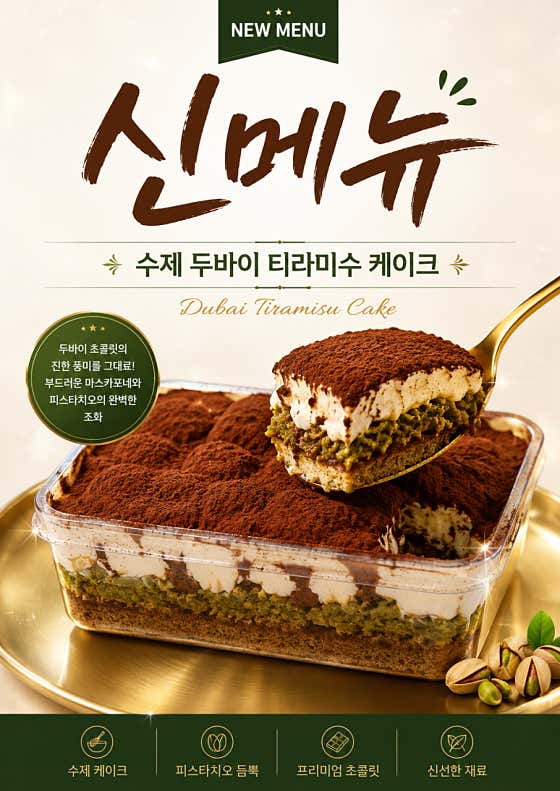수제 두바이 티라미수케익 메뉴 사진(네이버)