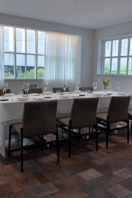 Window table and indoor seating at Bastide Cheongdam