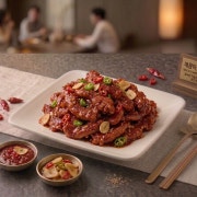 매콤마늘닭목살 메뉴 사진(네이버)