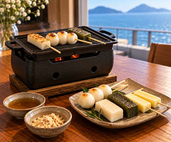 바다보며 구워먹는 모둠떡 메뉴 사진(네이버)