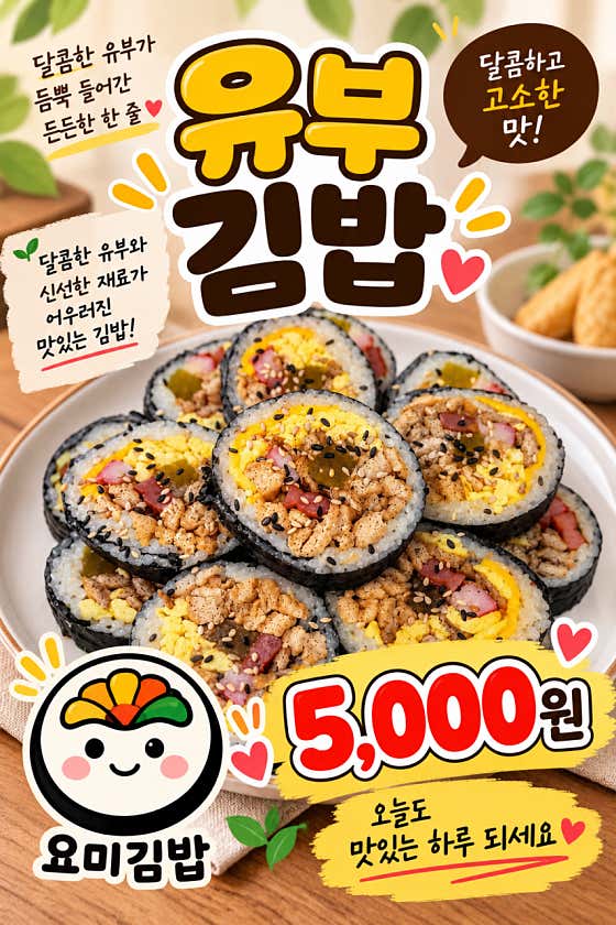 그날의김밥 (유부김밥) 메뉴 사진(네이버)