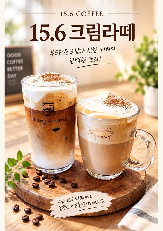 15.6크림라떼 메뉴 사진(네이버)
