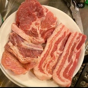 야외 숯불 삼겹살 메뉴 사진(네이버)