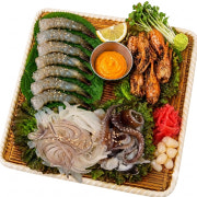 산오징어회+생새우회 반반set 메뉴 사진(네이버)