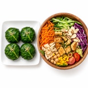 케일쌈밥 + 샐러드 반반 메뉴 사진(네이버)