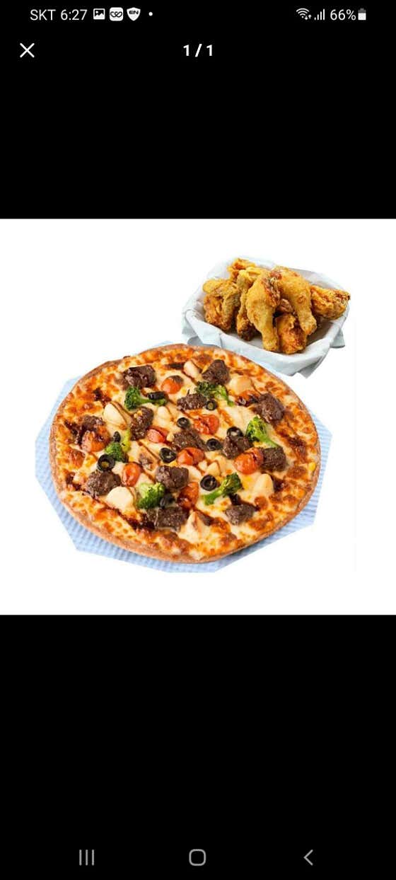 킹스테이크피자+치킨+콜라M 메뉴 사진(네이버)